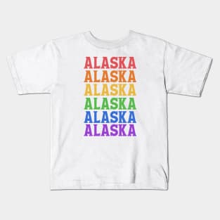 ALASKA RAINBOW TYPOGRAPHY Kids T-Shirt